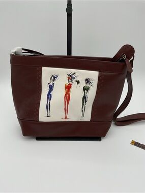 Stephanie Rise Sheridan Leather Bag with K Ynez Marching Seasons Art Panel